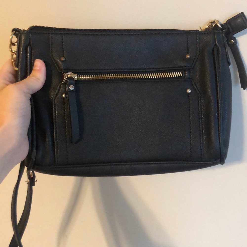 BP black leather crossbody bag